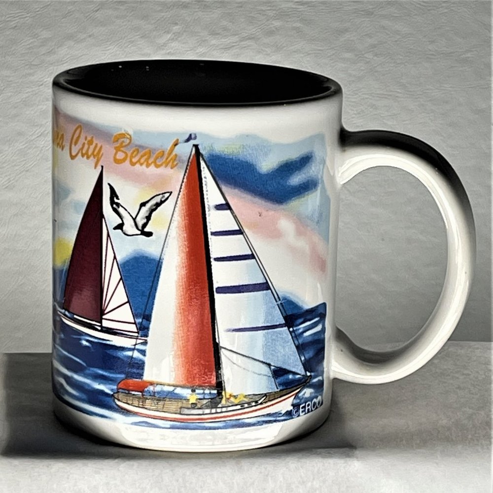 PANAMA CITY BEACH Sailboats/Seagulls Graphic Standard Coffee Mug No Chips/Cracks